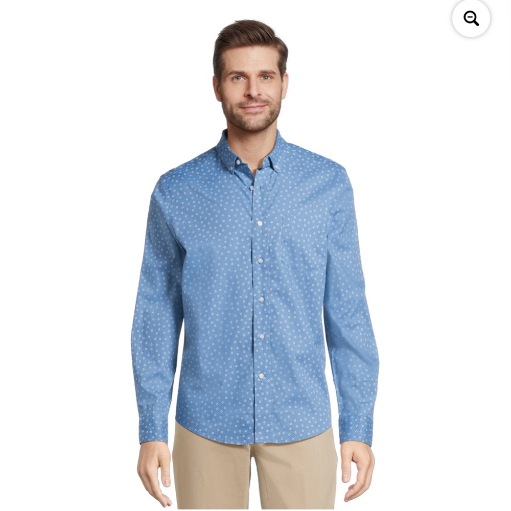George Men's & Big Men's Long Sleeve Poplin Button-Up Shirt, Size 3XL
